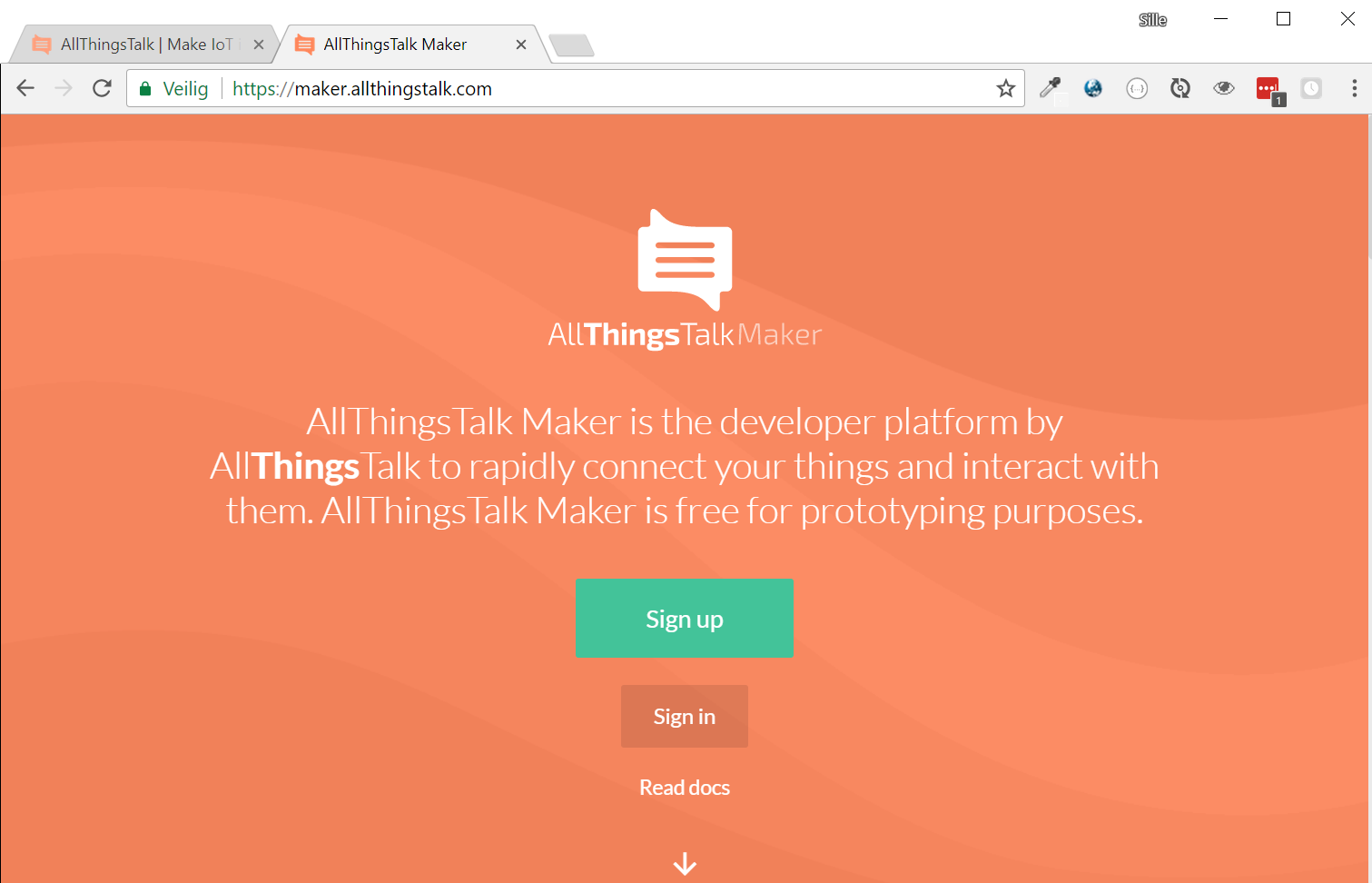 AllThingsTalk Signup page