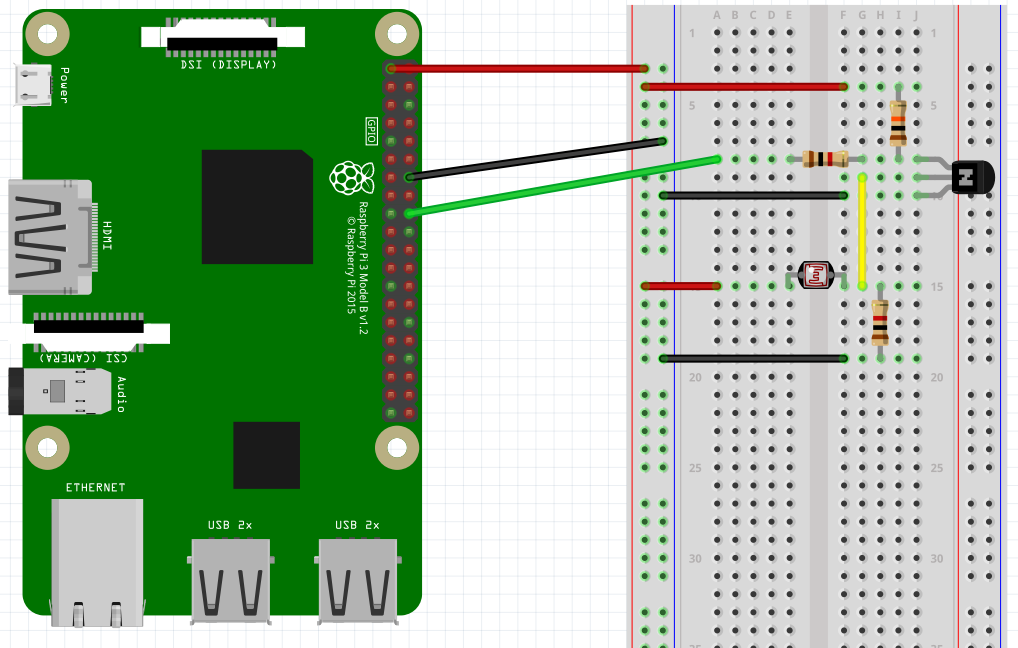 BreadBoard connections of LDR