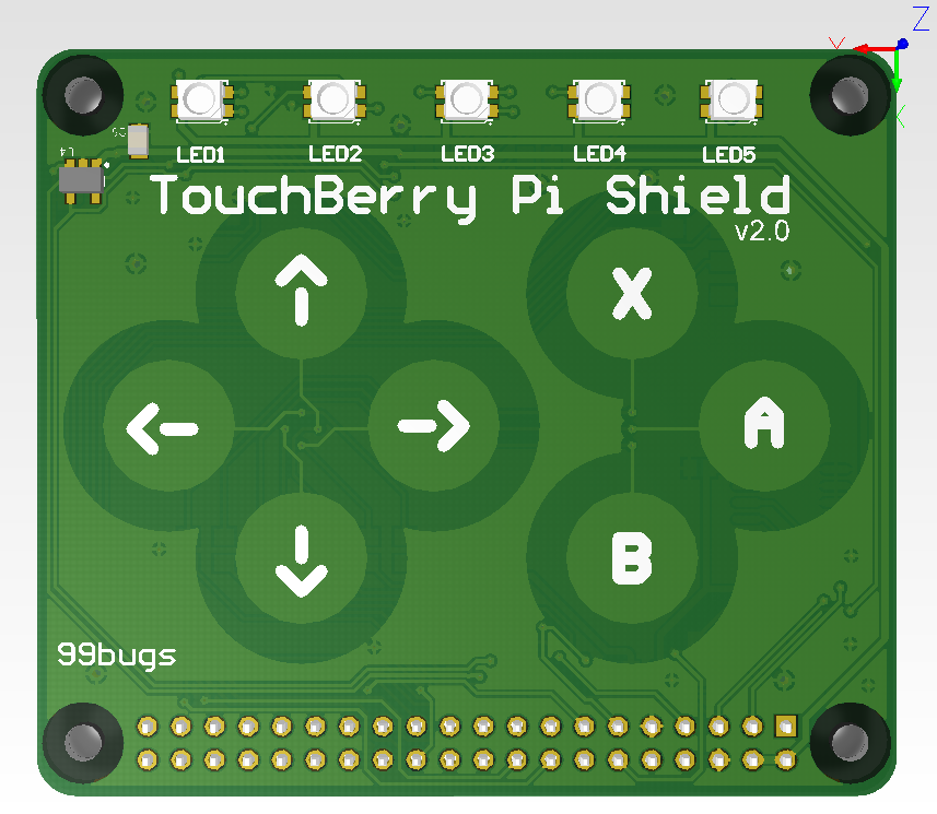 Front of the Touchberry PI shield